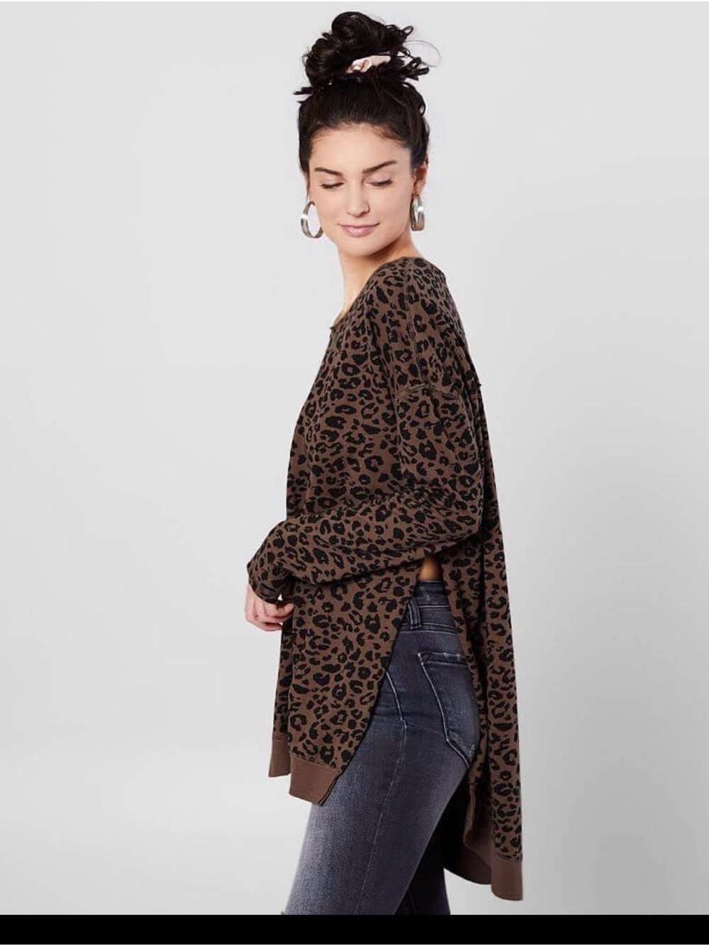 Z Supply Leopard Print Weekender Sweatshirt | Brown & Black | M